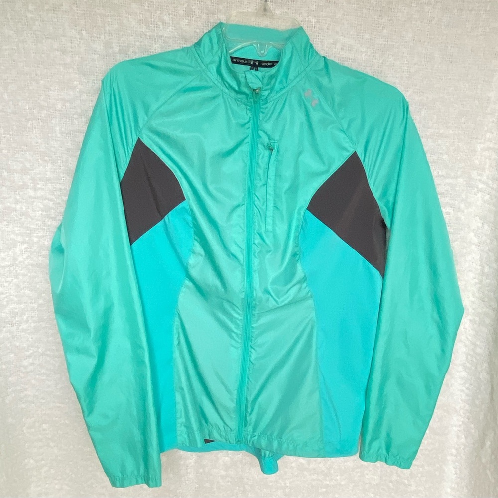 Women’s Under Armour Windbreaker sz m medium jacket athletic running green mint